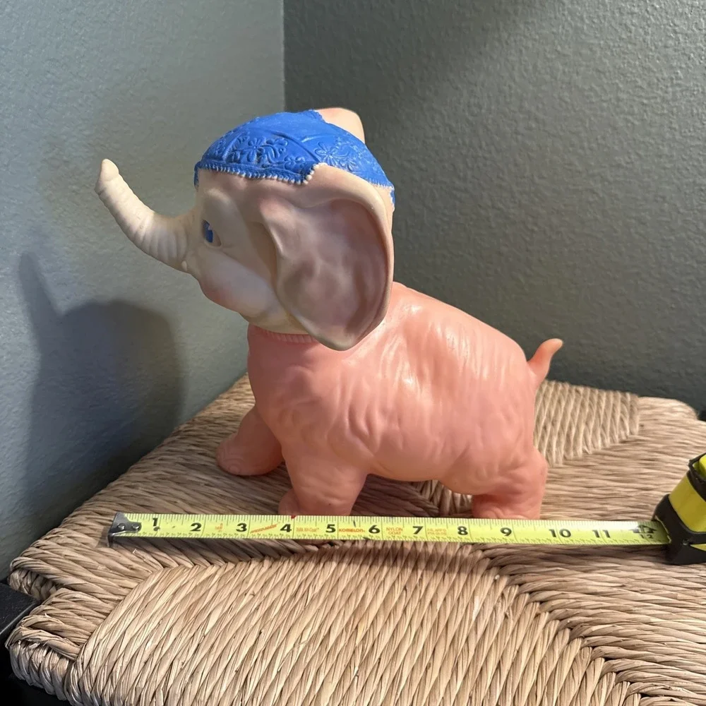 Pink Elephant Squeak Toy Vintage 1960s Circus Collectible The Sun Rubber Co